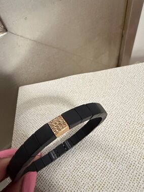 Roberto Demeglio Black Stretch Ceramic Tile Bracelet with Rose Gold Pavé Accent
